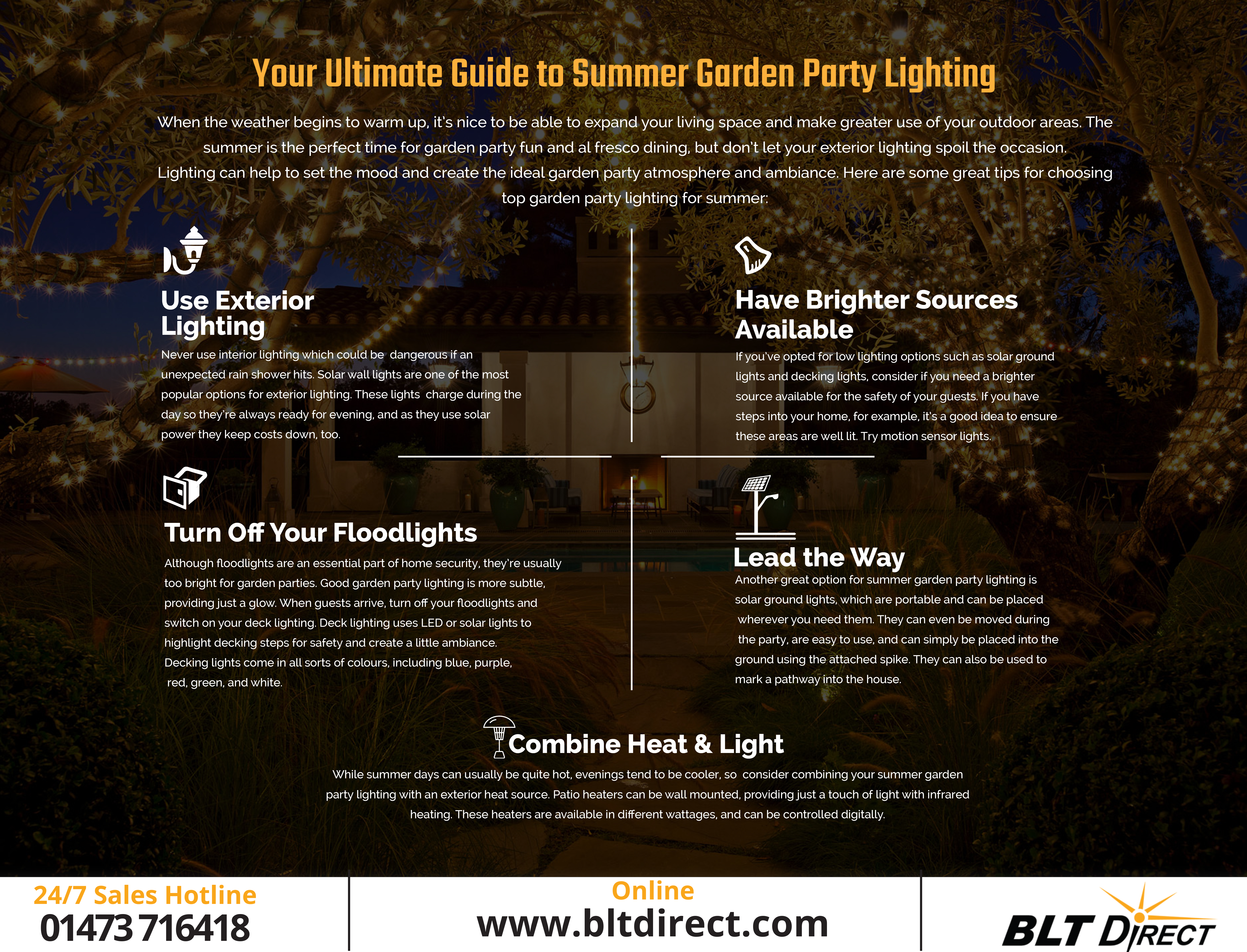 Ultimate Guide to Summer Garden Party Lighting Infographic